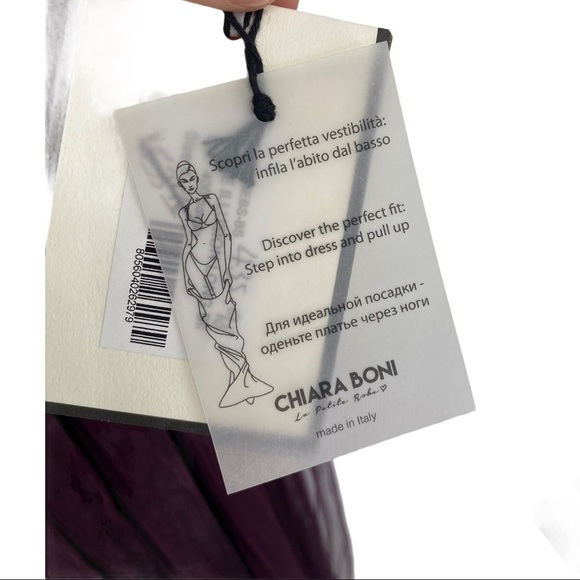 Chiara Boni Liene Illusion Dress Wine Maxi Layered Tulle Sweetheart Neck Size 4 - Picture 8 of 11